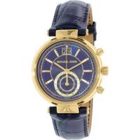 Michael Kors Dames MK2425 Blauw lederen Zwitsers chronograaf modehorloge - thumbnail