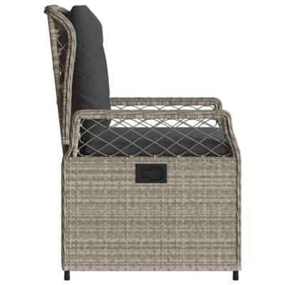 Tuinstoelen 2 st verstelbaar poly rattan lichtgrijs - thumbnail