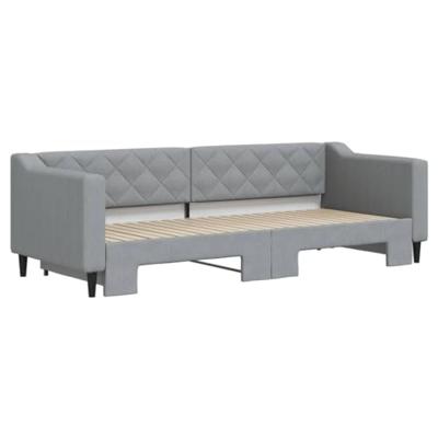 Slaapbank met onderschuifbed 80x200 cm stof lichtgrijs