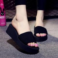 Non-slip hoge hak slipper zomer strand sandalen slip voor vrouwen schoenmaat: 34 (zwart) - thumbnail