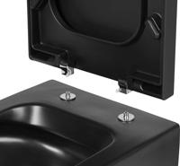 Saqu Home compact en randloos hangtoilet met PowerFlush en quickrelease toiletbril mat zwart - thumbnail
