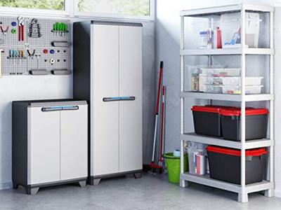 KIS Lineaire hoge opbergkast - 68 x 39 x 173 cm - zwart en grijs KIS Lineaire hoge opbergkast - 68 x 39 x 173 cm - zwart en grijs