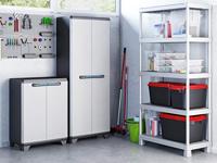 KIS Lineaire hoge opbergkast - 68 x 39 x 173 cm - zwart en grijs - thumbnail