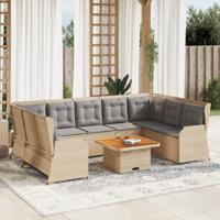 7-delige Loungeset met kussens poly rattan beige - thumbnail