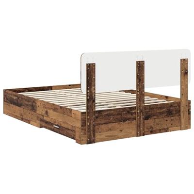 Bedframe met hoofdeinde Oudhout 140 x 190 cm Bewerkt hout