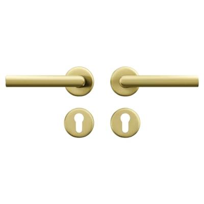 AXA AXA Curve klik deurkruk Milan op rozet met profielcilinderrozetten - aluminium/goud AXA AXA Curve klik deurkruk Milan op rozet met profielcilinderrozetten - aluminium/goud