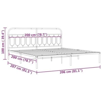 Bedframe met hoofdbord metaal wit 200x200 cm - thumbnail