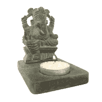 Ganesha Waxinelichthouder Grijs Zeepsteen - thumbnail