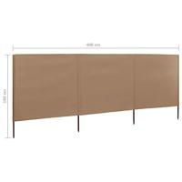 Windscherm 3-panelen 400x160 cm stof taupe - thumbnail