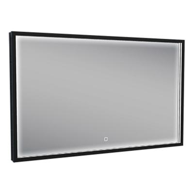 Wiesbaden Avi spiegel rechthoek met LED, dimbaar en spiegelverwarming 100 x 60 cm mat zwart