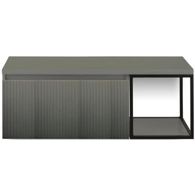 Frozen 3D Badmeubelset 120 cm - Greeplijst in Kleur - Zwart Frame - Wastafelbovenblad Petrol Mat