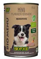 BF Petfood Biofood Organic Sensitive Kalkoen Bio Menu natvoer hond (blik 400 gram) 12 x 400 g - thumbnail