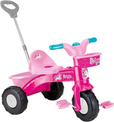Dolu eenhoorn driewieler met duwstang roze - thumbnail