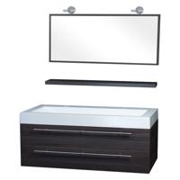 Differnz Force badkamermeubel 125cm 2 kraangaten grijs eiken met spiegel, planchet en verlichting - thumbnail