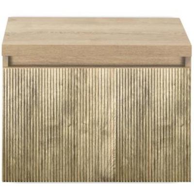 Frozen 3D Badmeubelset 60 cm - Greeplijst in Kleur - Inclusief Wastafelbovenblad French Oak