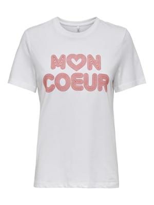 Only Onlariya Life Reg S/s Love Top Box Jrs T-shirt Korte Mouw Bright White Coeur