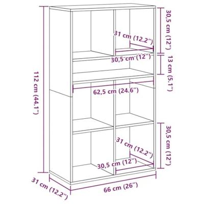 Boekenkast 66x31x112 cm bewerkt hout gerookt eikenkleurig