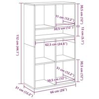 Boekenkast 66x31x112 cm bewerkt hout gerookt eikenkleurig - thumbnail