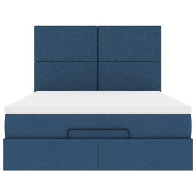 Ottoman bed met matras en LED's 140x190cm stof blauw