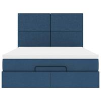 Ottoman bed met matras en LED's 140x190cm stof blauw - thumbnail