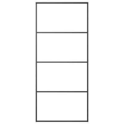 Schuifdeur 90x205 cm aluminium en ESG-glas zwart