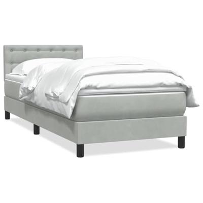 Boxspring met matras fluweel lichtgrijs 90x220 cm