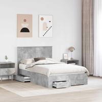 Bedframe met hoofdeinde Beton Grijs 135 x 190 cm Bewerkt hout - thumbnail