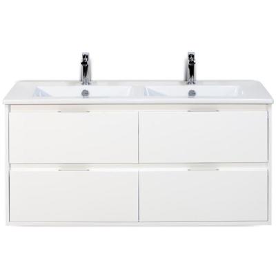 Porto Badmeubelset 120 cm - 4 Laden Wit Hoogglans - Keramische Wastafel Wit Slim