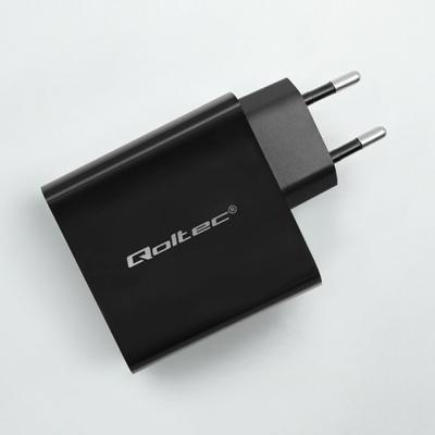 Qoltec 52380 Supersnelle PD-oplader | 1xUSB-C | 1xUSB | 65W | 5-20V | 1,5-3,25A | Zwart