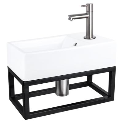 Differnz Force fonteinset keramiek kraan recht mat chroom 40 x 22 x 11.5 cm met handdoekrek Differnz Force fonteinset keramiek kraan recht mat chroom 40 x 22 x 11.5 cm met handdoekrek