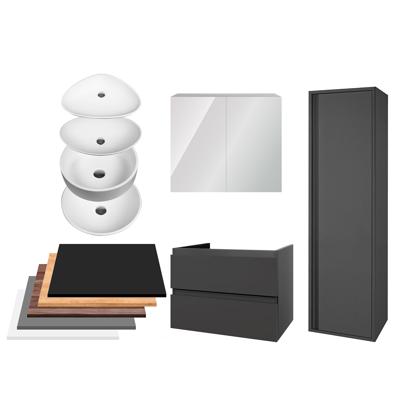 Badkamermeubelset BWS Sally 80 cm Twee Soft-Close Lades Met Waskom Mat Grijs