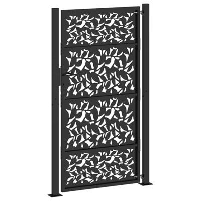 Poort met bladontwerp 100x175 cm staal zwart