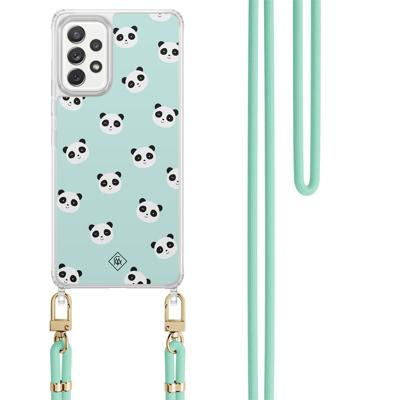 Samsung Galaxy A52(s) hoesje met mint koord - Panda print Samsung Galaxy A52(s) hoesje met mint koord - Panda print