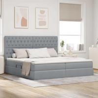 Opslag bed met matras Lichtgrijs 200 x 200 cm Nep Leer - thumbnail