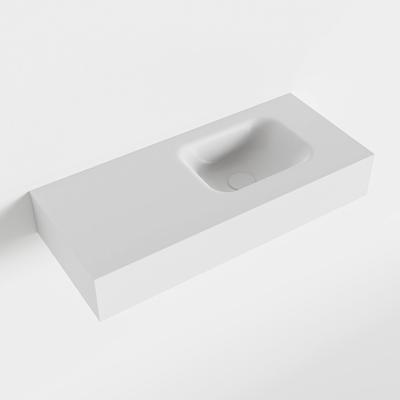 MONDIAZ LEX Talc vrijhangende solid surface wastafel 70cm. Positie wasbak rechts MONDIAZ LEX Talc vrijhangende solid surface wastafel 70cm. Positie wasbak rechts