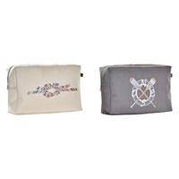 Toilettas DKD Home Decor Grijs Wit Navy (30 x 10 x 20 cm) (2 Stuks) - thumbnail