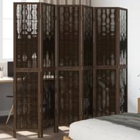 Kamerscherm met 6 panelen massief paulowniahout donkerbruin - thumbnail