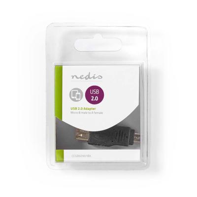 Nedis USB Micro-B Adapter | USB 2.0 | USB Micro-B Male | USB-A Female | 480 Mbps | Vernikkeld | PVC | Zwart | Blister - CCGB60901BK