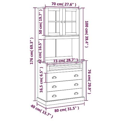Hoge kast VIGO 80x40x176 cm massief grenenhout wit