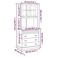 Hoge kast VIGO 80x40x176 cm massief grenenhout wit - thumbnail