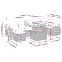 8-delige Loungeset met kussens poly rattan grijs - thumbnail