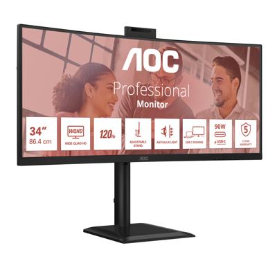 AOC E4 CU34E4CW computer monitor 86,4 cm (34") 3440 x 1440 Pixels UltraWide Quad HD LED Zwart