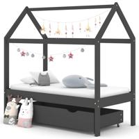 Kinderbedframe met lade grenenhout donkergrijs 70x140 cm - thumbnail