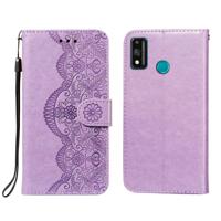 Voor Huawei Honor 9X Lite Flower Vine Embossing Patroon Horizontale Flip Lederen Case met Kaart Slot & Houder & Portemonnee & Lanyard (Paars) - thumbnail