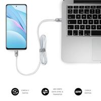 SUBBLIM USB-C naar USB-C kabel, 2 m, 60 W, gevlochten nylon, compatibel met iPhone/Samsung/MacBook, wit - thumbnail