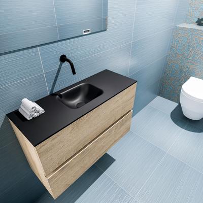 MONDIAZ ADA 80cm toiletmeubel washed oak. LEX wastafel urban midden zonder kraangat