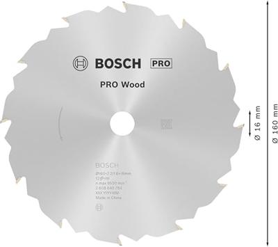 Bosch Accessories Standard for Wood Speed 2608640784 Hardmetaal-cirkelzaagblad 160 x 16 x 2.2 mm Aantal tanden: 12 1 stuk(s)