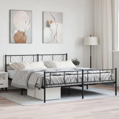 Bedframe met hoofd- en voeteneinde metaal zwart 200x200 cm