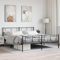 Bedframe met hoofd- en voeteneinde metaal zwart 200x200 cm - thumbnail
