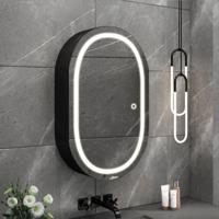 LED Spiegelkast - Afimera Lina Zwart 55x80 cm - Dimbaar - Aanpasbare Lichtkleur CCT - Anti-Condens - Touch Schakelaar - IP44 Gecertificeerd - thumbnail